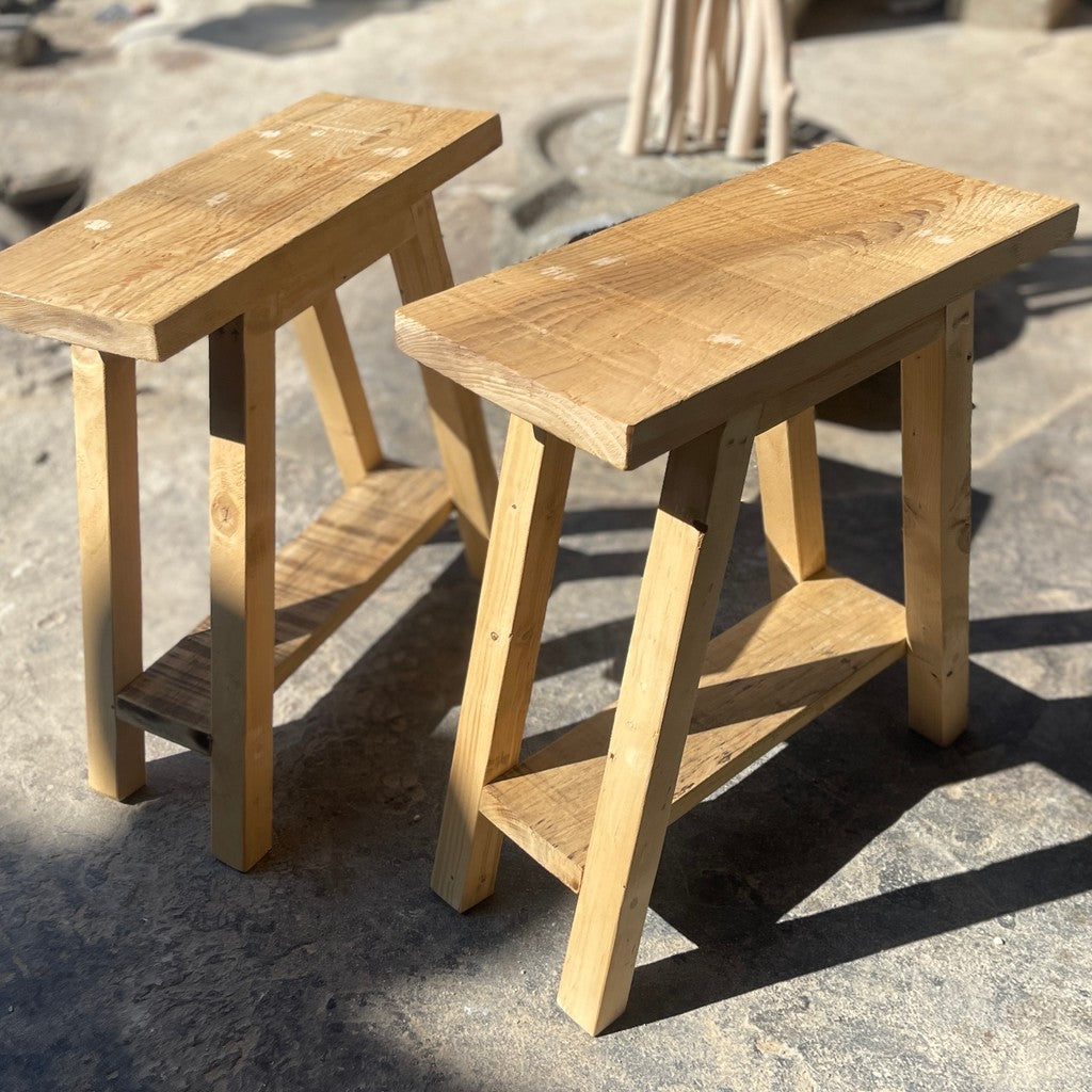 Kệ Gỗ Decor Mini 45x20x50cm | Gỗ Thông Tự Nhiên | Có Kệ Dưới | Phong Cách Rustic